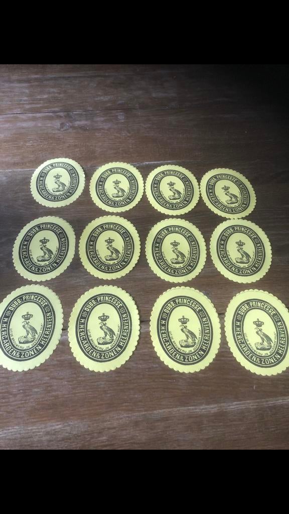 12 oude ongebruikte bieretiketten ongeveer 90 jaar oud, Verzamelen, Biermerken, Ophalen of Verzenden, Zo goed als nieuw, Overige merken