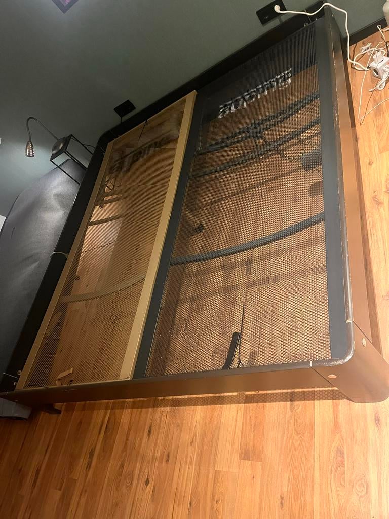 Auping bed 180x200 met spiraalbodem, Ophalen, Bruin, Tweepersoons, 180 cm