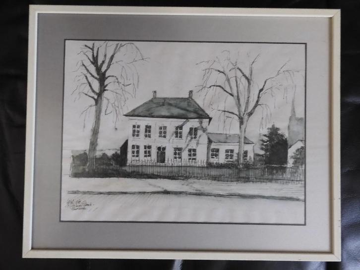 pentekening pastorie St.Joriskerk Stratum Eindhoven Ritahuis, Antiek en Kunst, Kunst | Tekeningen en Foto's, Ophalen of Verzenden