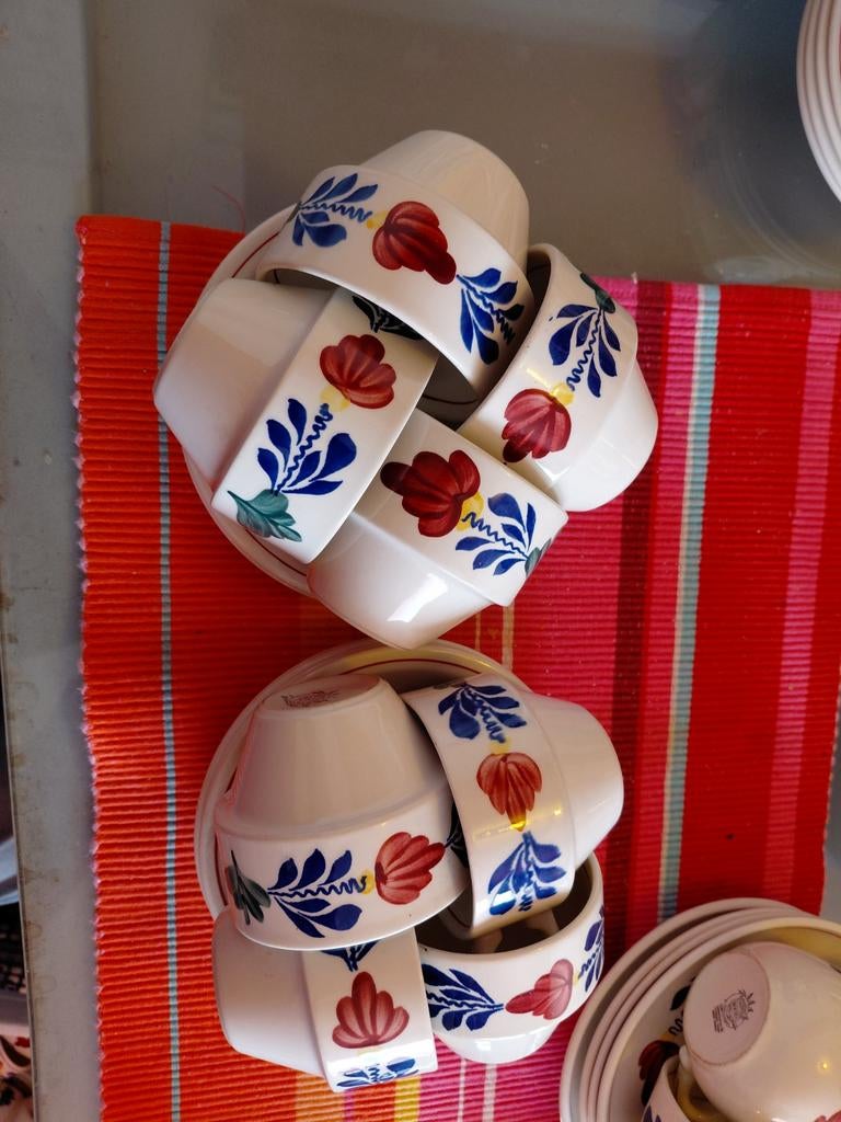 8 Boerenbont Boch Belgium kop en schotels, Ophalen of Verzenden