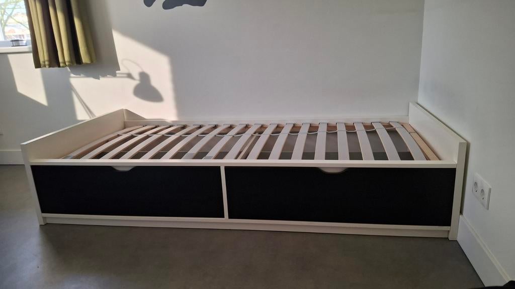 Ikea bed 90x200 met achterkastje, Ophalen, 85 tot 100 cm, Gebruikt, Lattenbodem