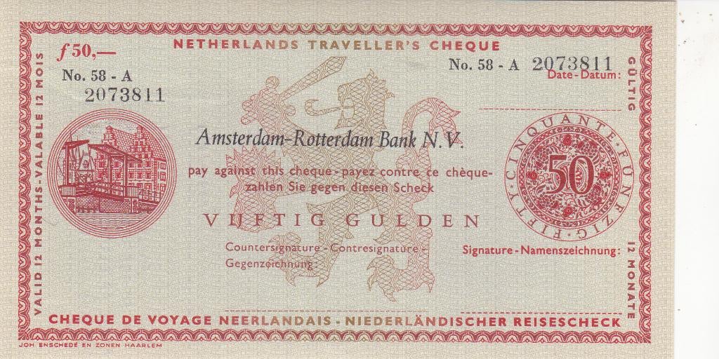AMSTERDAM - ROTTERDAM  BANK  N.V. VIJFTIG  GULDEN, Postzegels en Munten, Bankbiljetten | Nederland, Ophalen of Verzenden