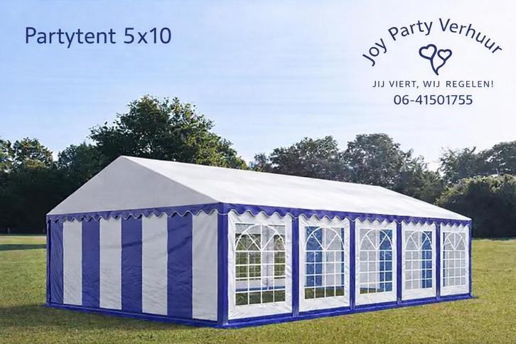 Partytent 5x10 te huur / huren, Tuin en Terras, Partytenten, Zo goed als nieuw, Minder dan 5 meter, Ophalen