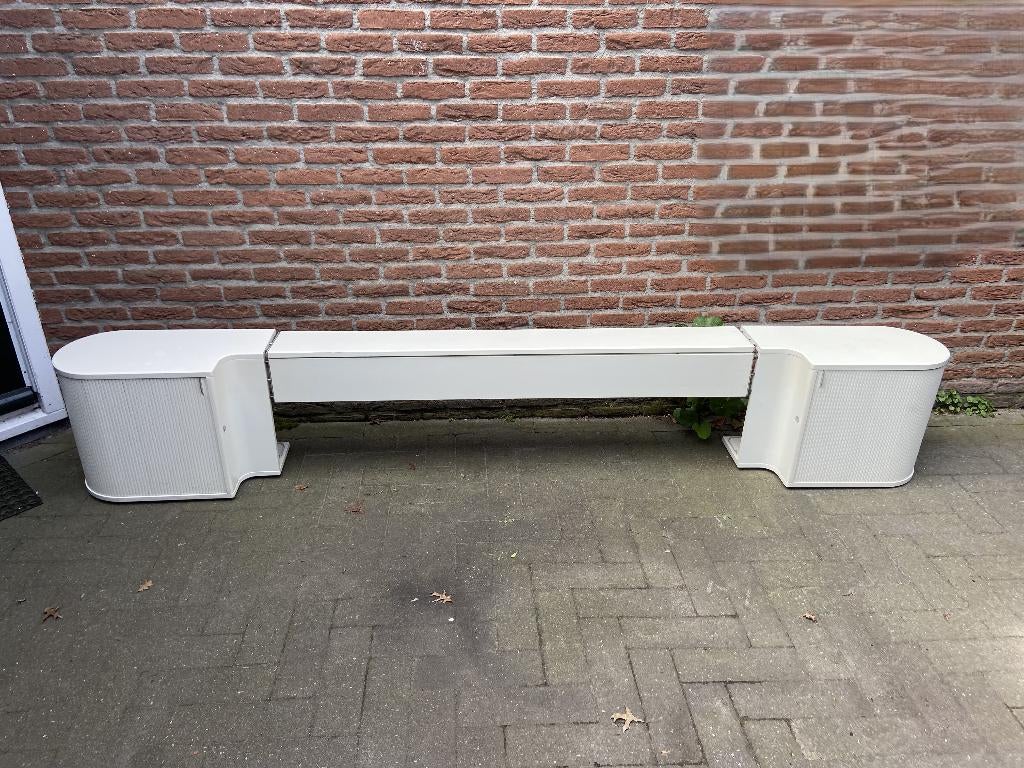 Auping Auronde 180 achterwand met nachtkastjes wit, Ophalen, Gebruikt, Wit, Tweepersoons