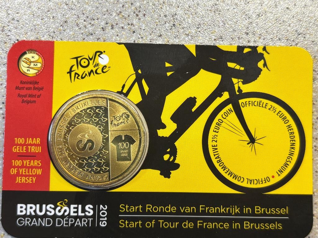 2,5 euro100 jaar GeleTrui TourDe France coincard 2019 Belgie, Postzegels en Munten, Munten | Nederland, Ophalen of Verzenden, Koningin Beatrix
