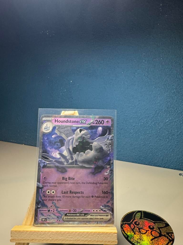 Pokémon kaart: Houndstone EX 102/197, Ophalen of Verzenden, Zo goed als nieuw, Losse kaart, Foil