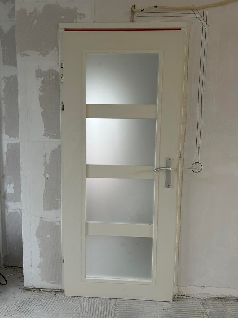 Opdekdeur met glas linksdraaiend, Ophalen, Gebruikt, Binnendeur, Glas