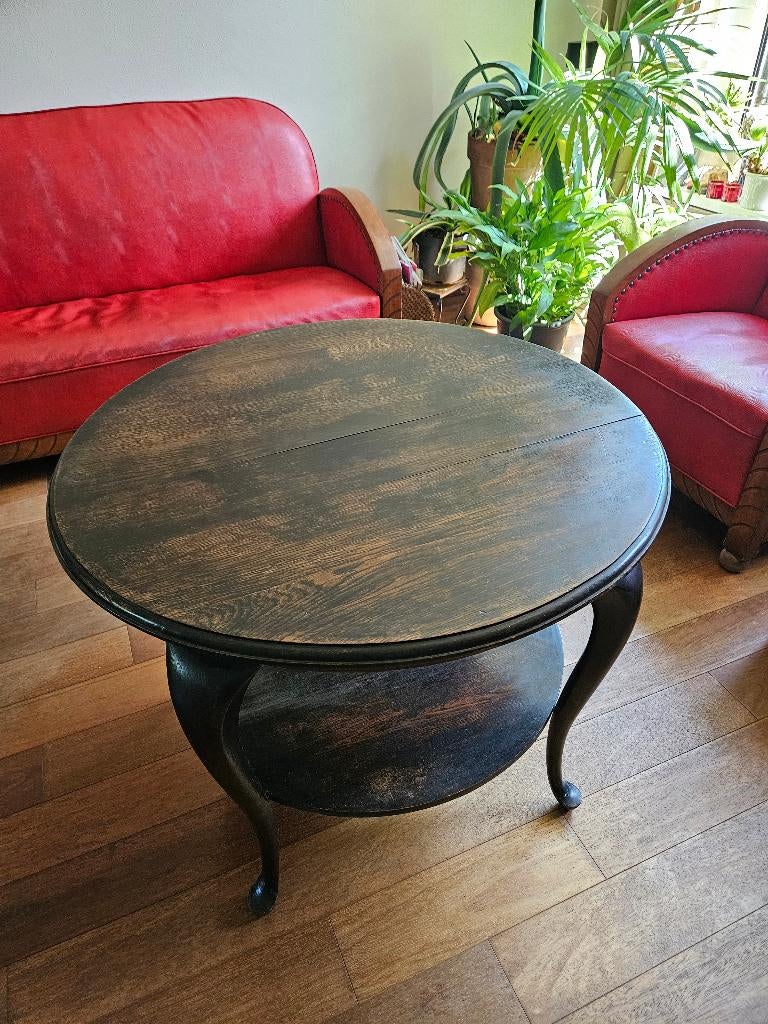 Queen Ann Salontafel / Kofietafel met bijpassende glasplaat, Antiek en Kunst, Ophalen