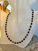 Vintage rode kristallen oude ketting Costume jewelry collier, Ophalen of Verzenden, Zilver, Ketting