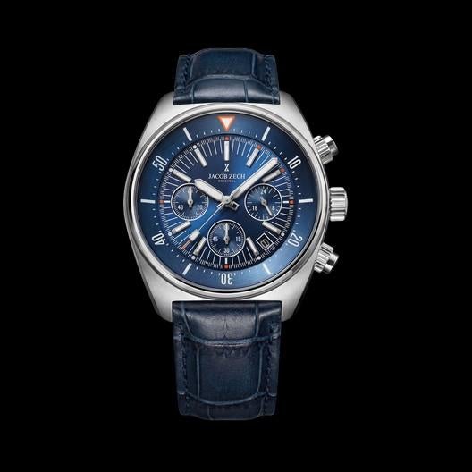 Jacob Zech Vienna Chronograaf Z7.1555.006 Herenhorloge, Overige merken, Leer, Staal, Polshorloge