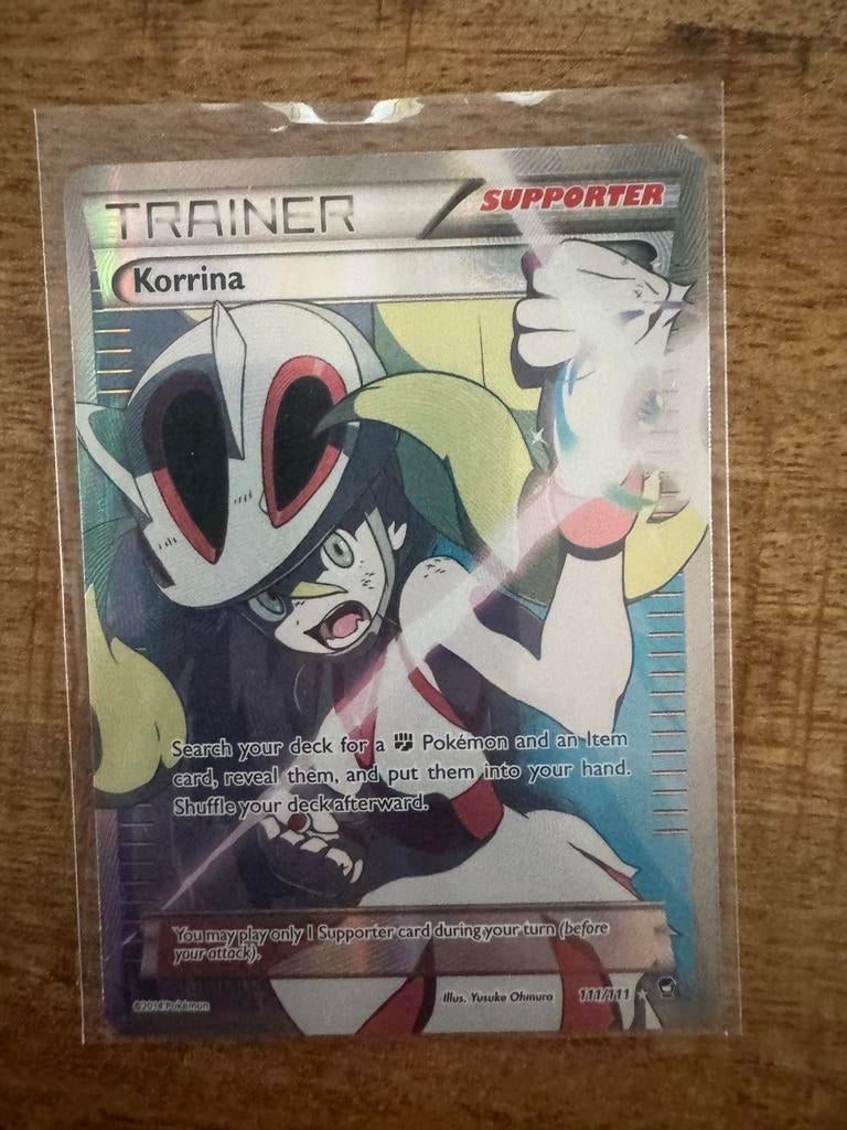 Pokémon Trainer Korrina 111/111, Ophalen of Verzenden, Gebruikt, Losse kaart, Foil