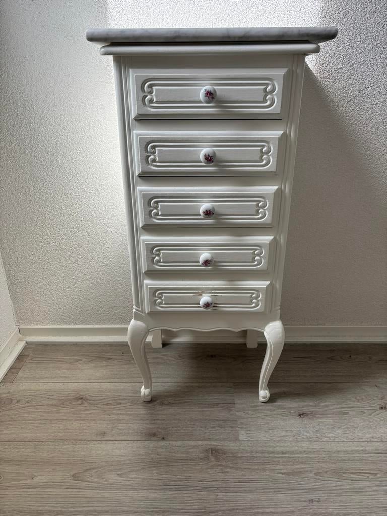 Ladekastje met marmeren blad, Ophalen, 50 tot 100 cm, Zo goed als nieuw, Minder dan 100 cm