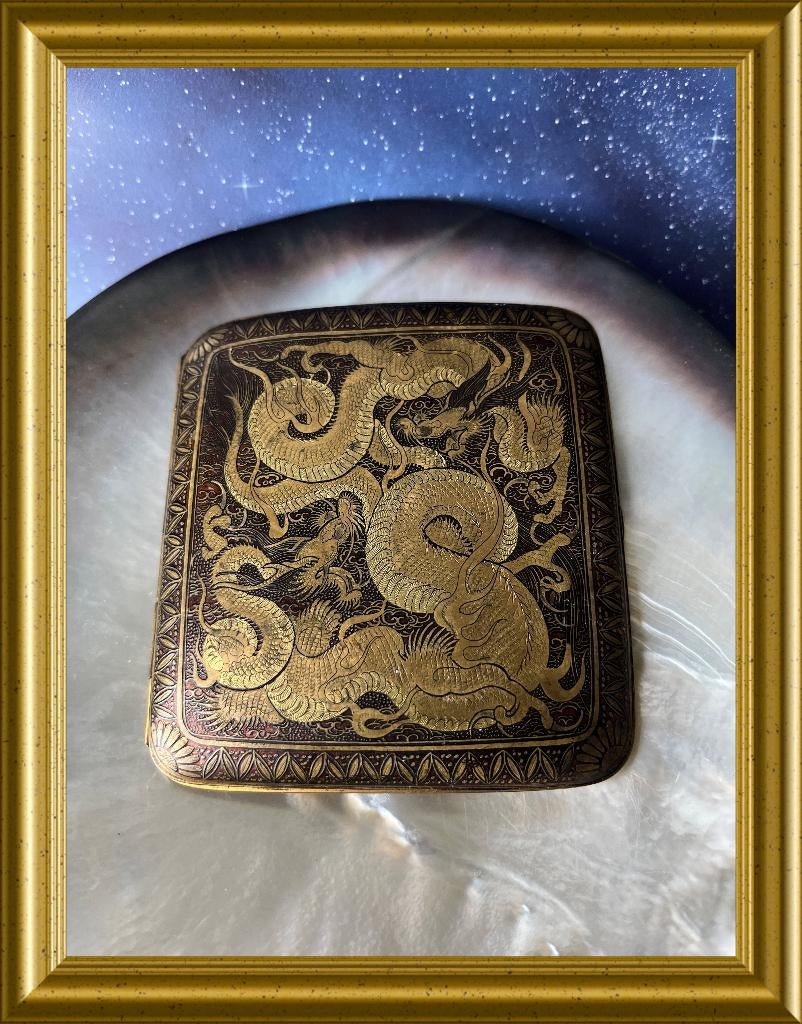 Antieke Japanse damascene sigarettenkoker, 20 carat, Ophalen of Verzenden