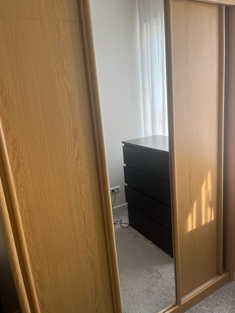 Houten kledingkast met schuifdeuren, Huis en Inrichting, Kasten | Kledingkasten, Ophalen, Gebruikt, 100 tot 150 cm, 200 cm of meer