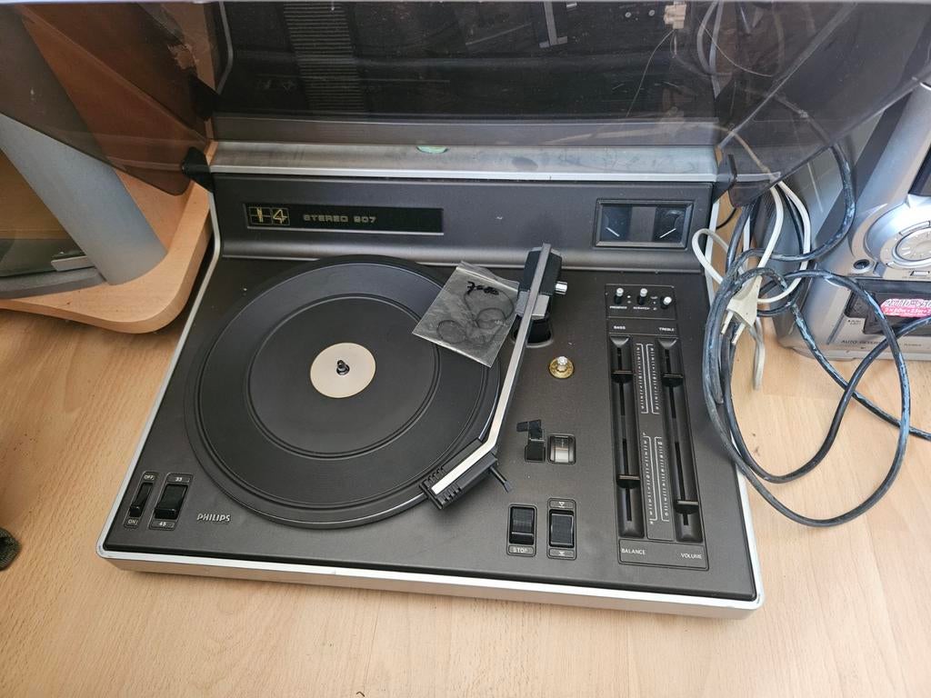 Philips Platenspeler F4 Stereo 907 - Vintage Geluid, Audio, Tv en Foto, Platenspelers, Ophalen of Verzenden, Gebruikt, Platenspeler