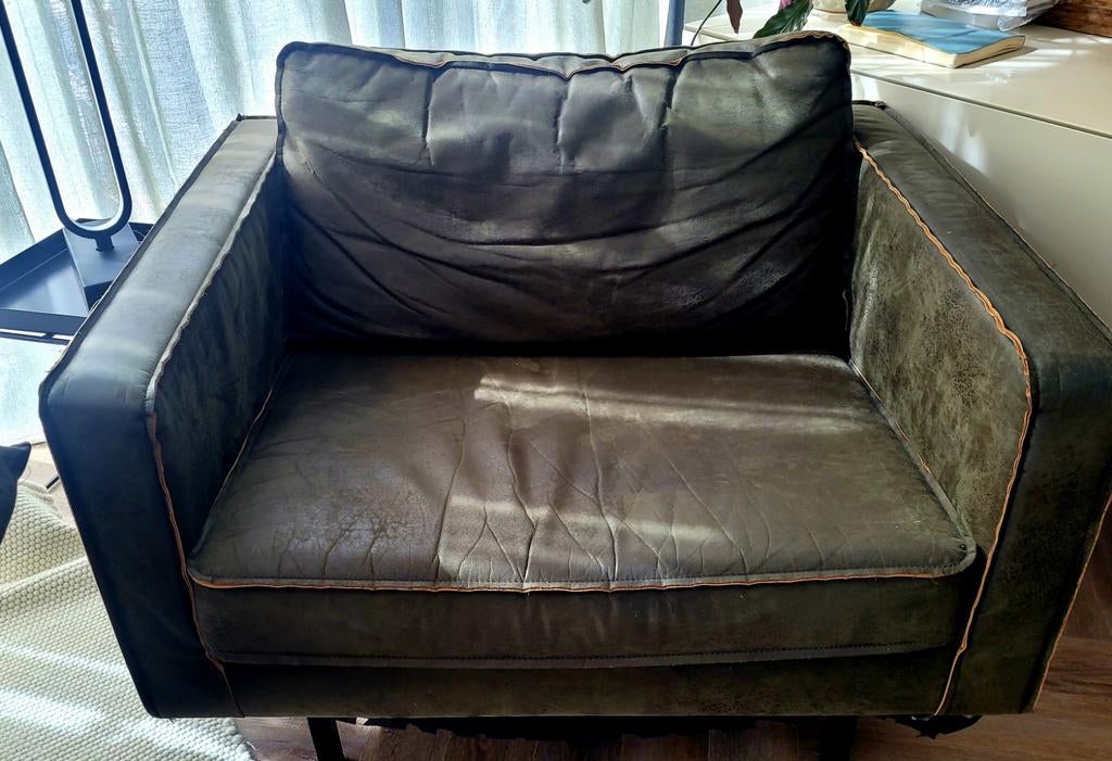 Fauteuil BePureHome - leder- groen, Ophalen, Eenpersoons, 75 tot 100 cm, Minder dan 150 cm