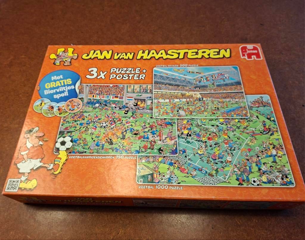 Jan van Haasteren 3 in 1 Voetbal, Ophalen, 500 t/m 1500 stukjes, Zo goed als nieuw