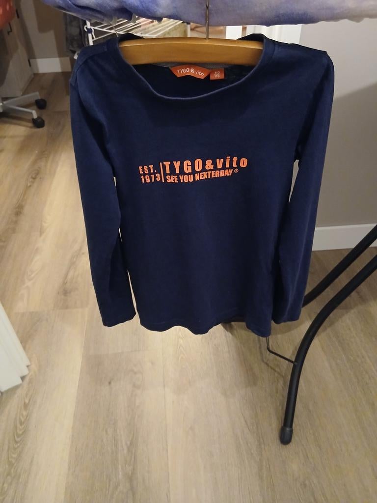 Donkerblauw shirt met lange mouwen - Tygo & Vito maat 110/11, Kinderen en Baby's, Kinderkleding | Overige, Ophalen of Verzenden