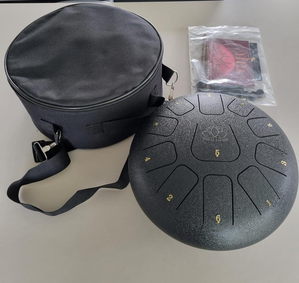 Nieuwe World Living handpan 30 cm. Zwart. Nooit gebruikt., Muziek en Instrumenten, Percussie, Ophalen, Nieuw, Melodische percussie
