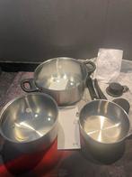 Ikea 3-delige pannenset MIDDAGSMAT RVS met glazen deksels, Huis en Inrichting, Keuken | Potten en Pannen, Inductieplaat, Nieuw