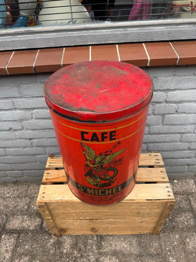Vintage St. Michel Cafe Blik - Antiek Koffieblik, Verzamelen, Blikken, Ophalen, Gebruikt, Koffie, Overige merken