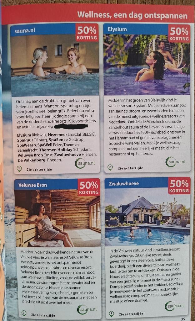 Kortingsbon meerdere Sauna's, Tickets en Kaartjes, Kortingen en Cadeaubonnen, Drie personen of meer, Spa of Sauna, Kortingsbon