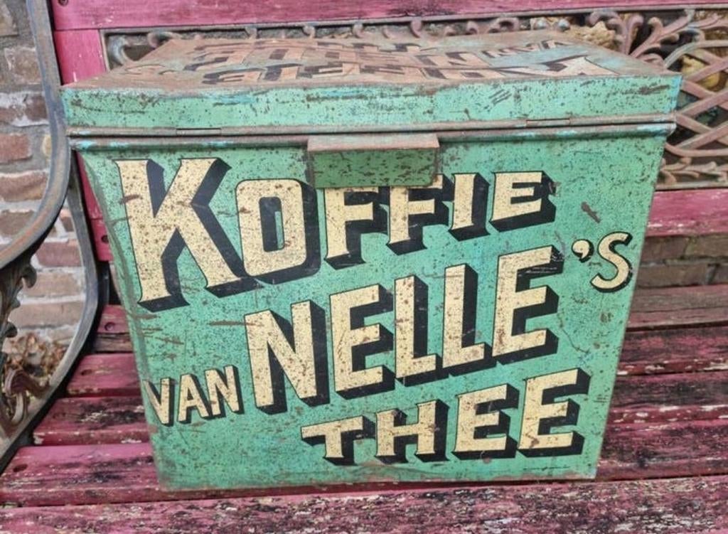 Van Nelle blik winkelblik voorraadblik koffie en thee retro, Verzamelen, Blikken, Ophalen of Verzenden, Gebruikt, Koffie, Van Nelle