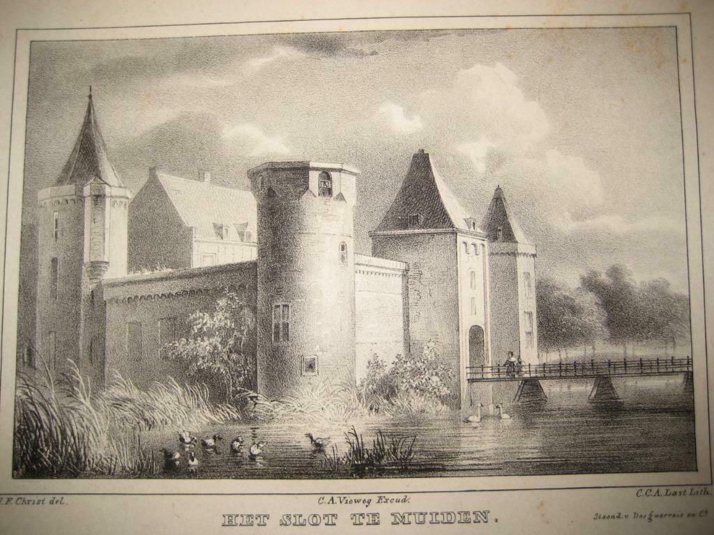 40 / Muiden  Het Slot  Litho 1846, Ophalen of Verzenden