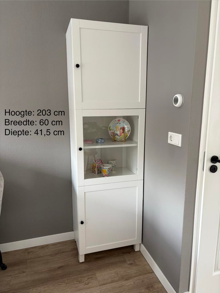 IKEA Besta hoge opbergkast met vitrine deur hanviken, Ophalen, Met deur(en), 200 cm of meer, Zo goed als nieuw