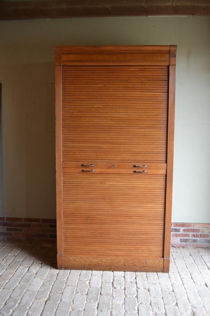 Prachtige antieke eiken houten archiefkast, rolluikkast., Antiek en Kunst, Antiek | Meubels | Kasten, Verzenden