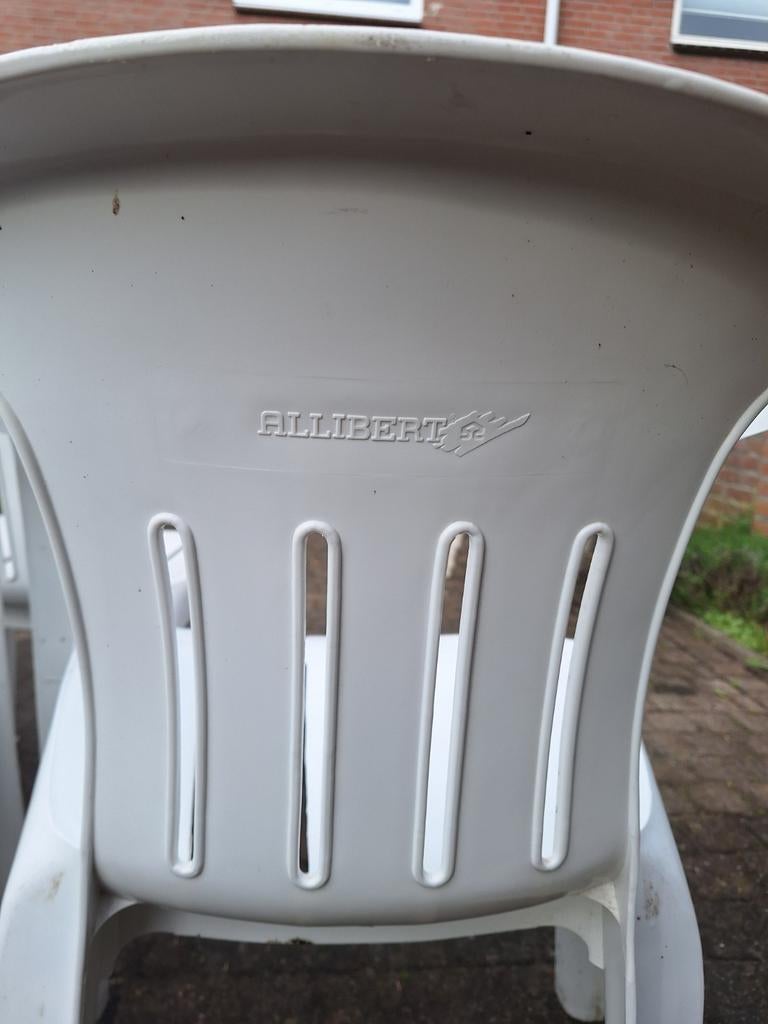 5 Allibert tuinstoelen stapelbaar, Tuin en Terras, Ophalen, Gebruikt, Kunststof, Stapelbaar