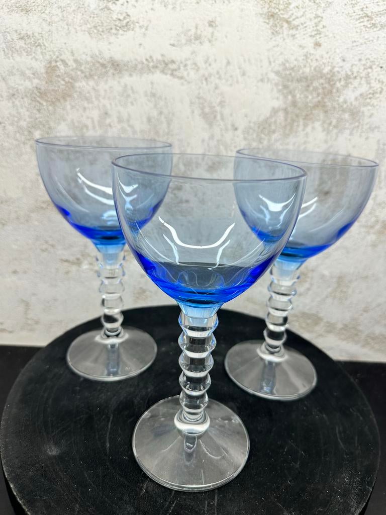 Vintage Morgantown stijl kobaltblauwe cocktailglazen, Ophalen of Verzenden