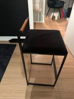 Set van 3 barkrukken, zwart velours, zwart stalen frame, Huis en Inrichting, Barkrukken, Ophalen, 60 tot 90 cm, Zo goed als nieuw