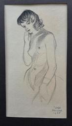 Pieter Pouwels. Potloodtekening. Naakt. Staande vrouw. 1958., Ophalen of Verzenden