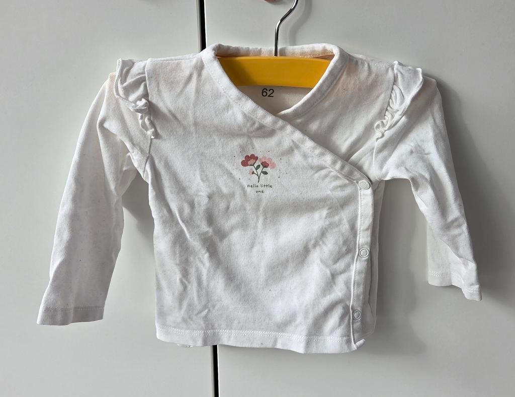 Prenatal witte overslag longsleeve met bloemetjes maat 62, Kinderen en Baby's, Babykleding | Maat 62, Meisje, Ophalen of Verzenden