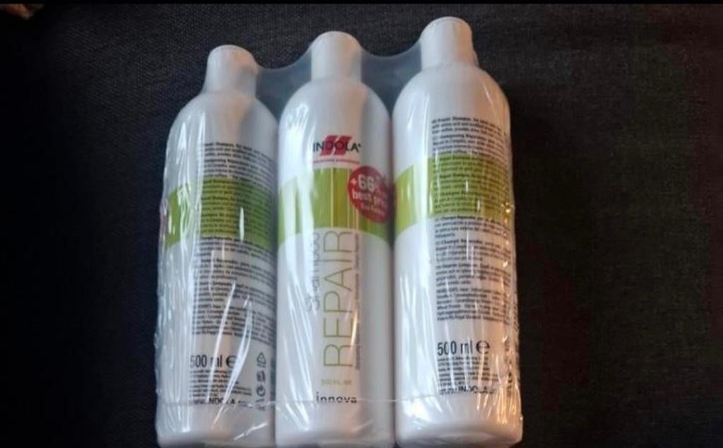 3 nieuwe flessen Indola Repair shampoo (advr 376), Ophalen of Verzenden, Nieuw, Shampoo of Conditioner