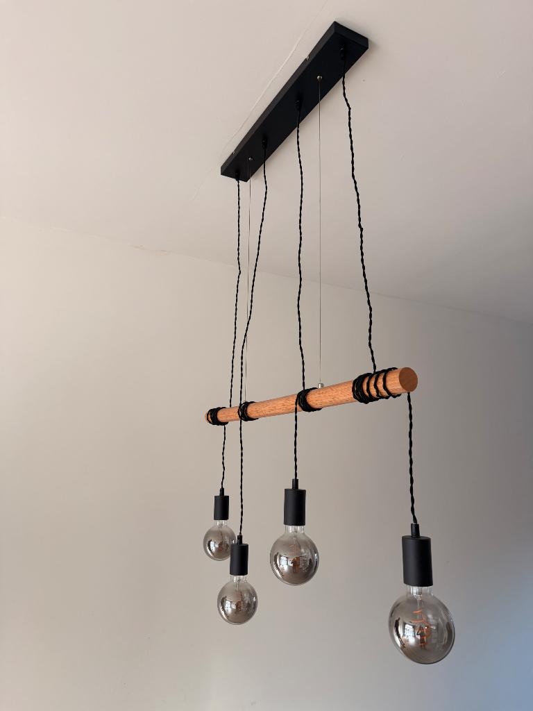 Hang lamp inc bollen, Huis en Inrichting, Lampen | Hanglampen, Ophalen, Zo goed als nieuw, Glas, 50 tot 75 cm