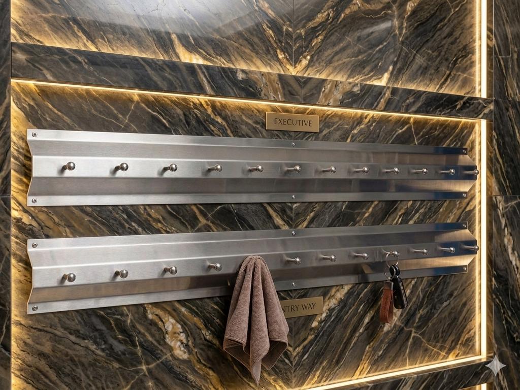 Luxe RVS Kapstok – 11 Haken – 112x13cm, Ophalen of Verzenden, Nieuw, Metaal, Wandkapstok