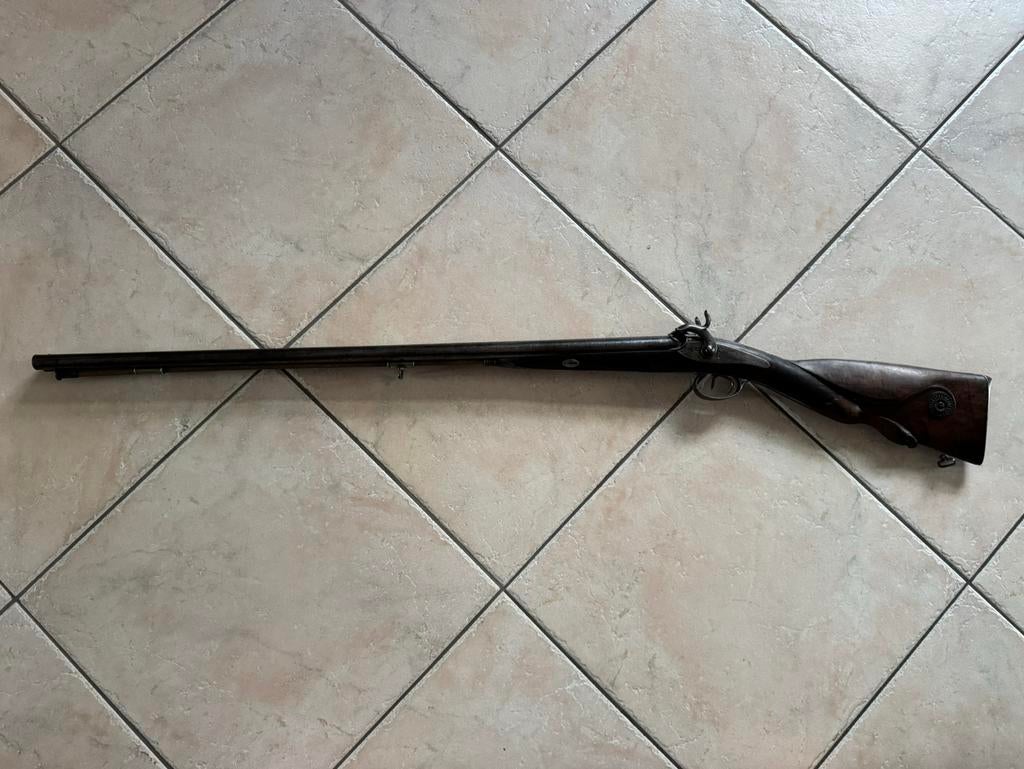 Dubbelloops Jachtgeweer met damast lopen, Ophalen of Verzenden, Landmacht, Overige gebieden, Overige typen