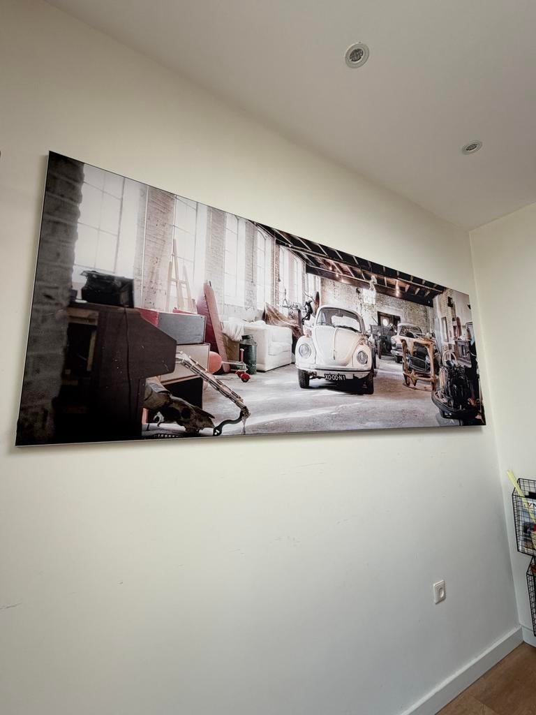Xooon wanddecoratie doek in aluminium frame 80x220cm, Ophalen, Metaal, Industrieel, Meerkleurig