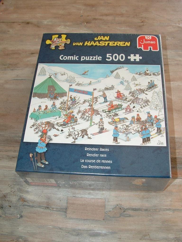 Nieuw in plastic! Jan van Haasteren puzzel rendier race, Ophalen of Verzenden, 500 t/m 1500 stukjes, Nieuw, Legpuzzel
