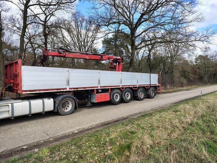 PACTON T4 STENENTRAILER MET KRAAN 4 ASSER, STUUR/ LIFT, Auto's, Vrachtwagens, Bedrijf, Aanhangers en Opleggers, Overige brandstoffen