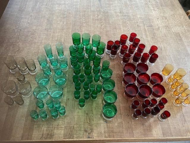 Grote partij vintage design Luminarc glas servies Frankrijk, Ophalen of Verzenden, Zo goed als nieuw, Overige typen
