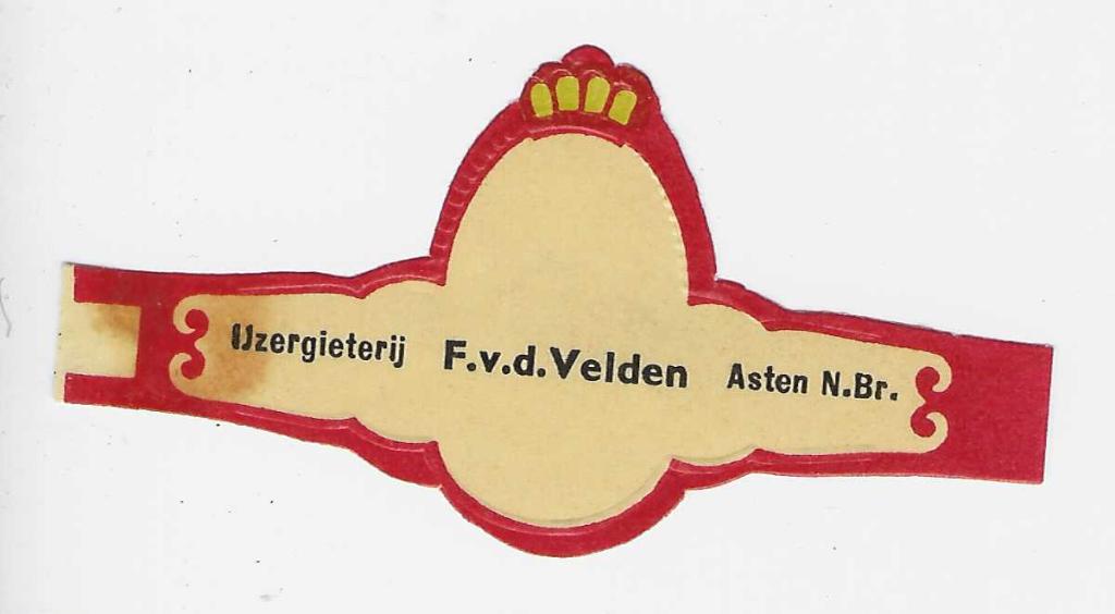 eabonnee 1 -949-  ijzergieterij velden  asten, Ophalen of Verzenden, Sigarenbandjes