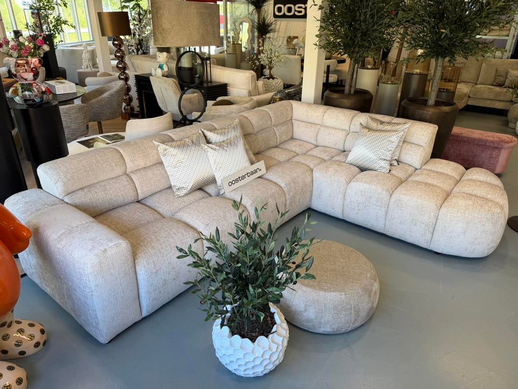 Luxe Velvet Teddy Hoekbank Favola 310x240cm NIEUW Beige Sand, Huis en Inrichting, Banken | Bankstellen, Info@oosterbaanwonen.nl