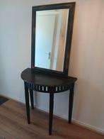 Klassieke side table met spiegel, Huis en Inrichting, Tafels | Sidetables, Ophalen, Gebruikt, 50 tot 100 cm, Glas