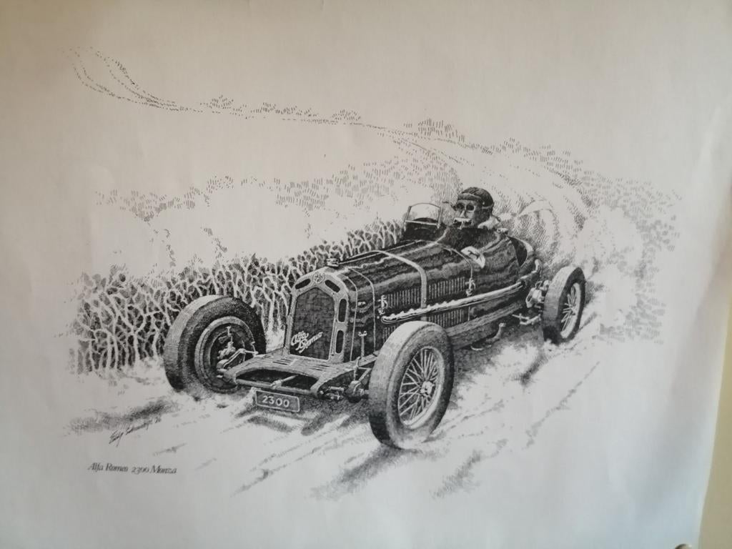 Alfa romeo 2300 monza pre war print, Ophalen