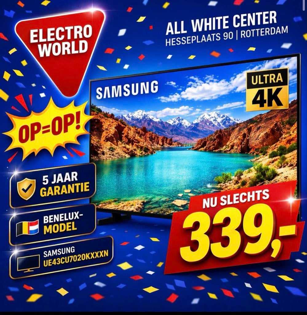 Samsung TV 43 inch 4K LED TV, Audio, Tv en Foto, Televisies, Ophalen, LED, 50 Hz, Nieuw