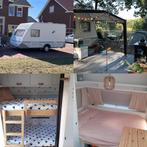 Gepimpte Retro Caravan met stapelbed, voortent en mover, Ophalen, Gebruikt, Grondzeil, Vast