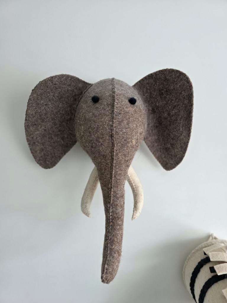 Wanddecoratie knuffels olifant, zebra, leeuw, Ophalen of Verzenden